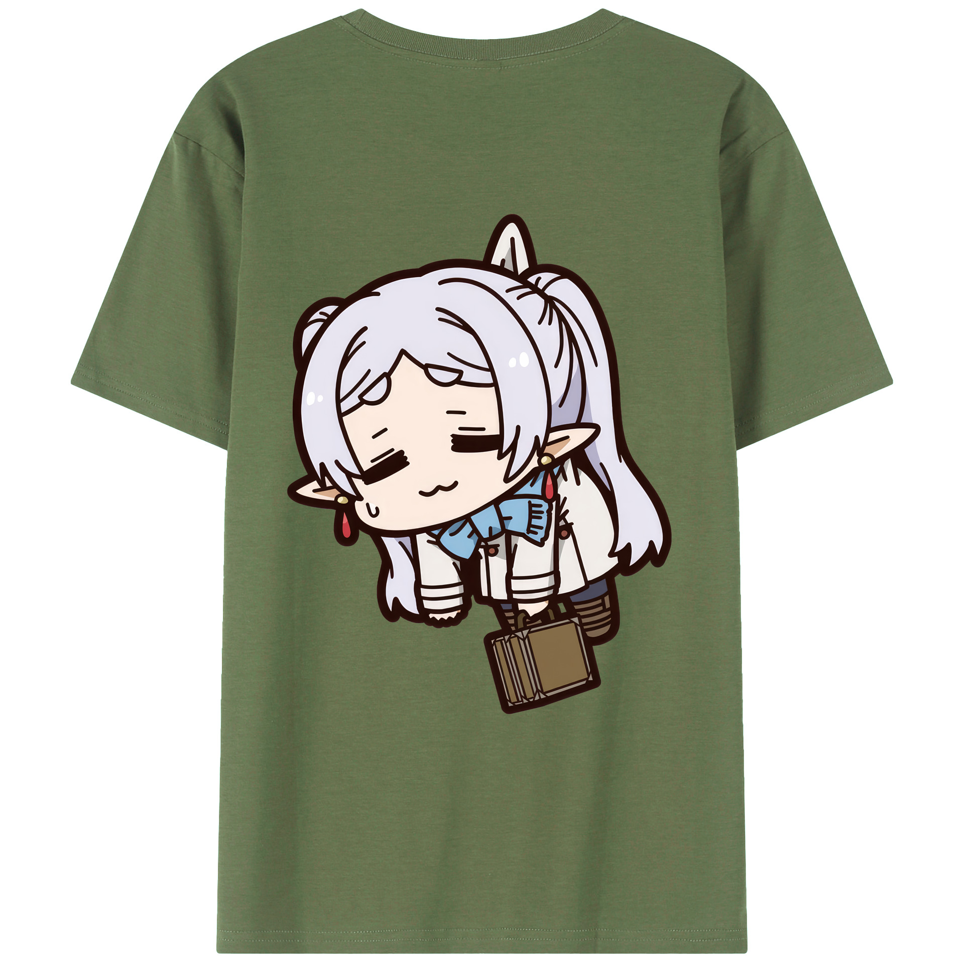 （画像用） 葬送のフリーレン Frieren 綿100％ メンズ半袖Tシャツ（バックプリント） 通気性